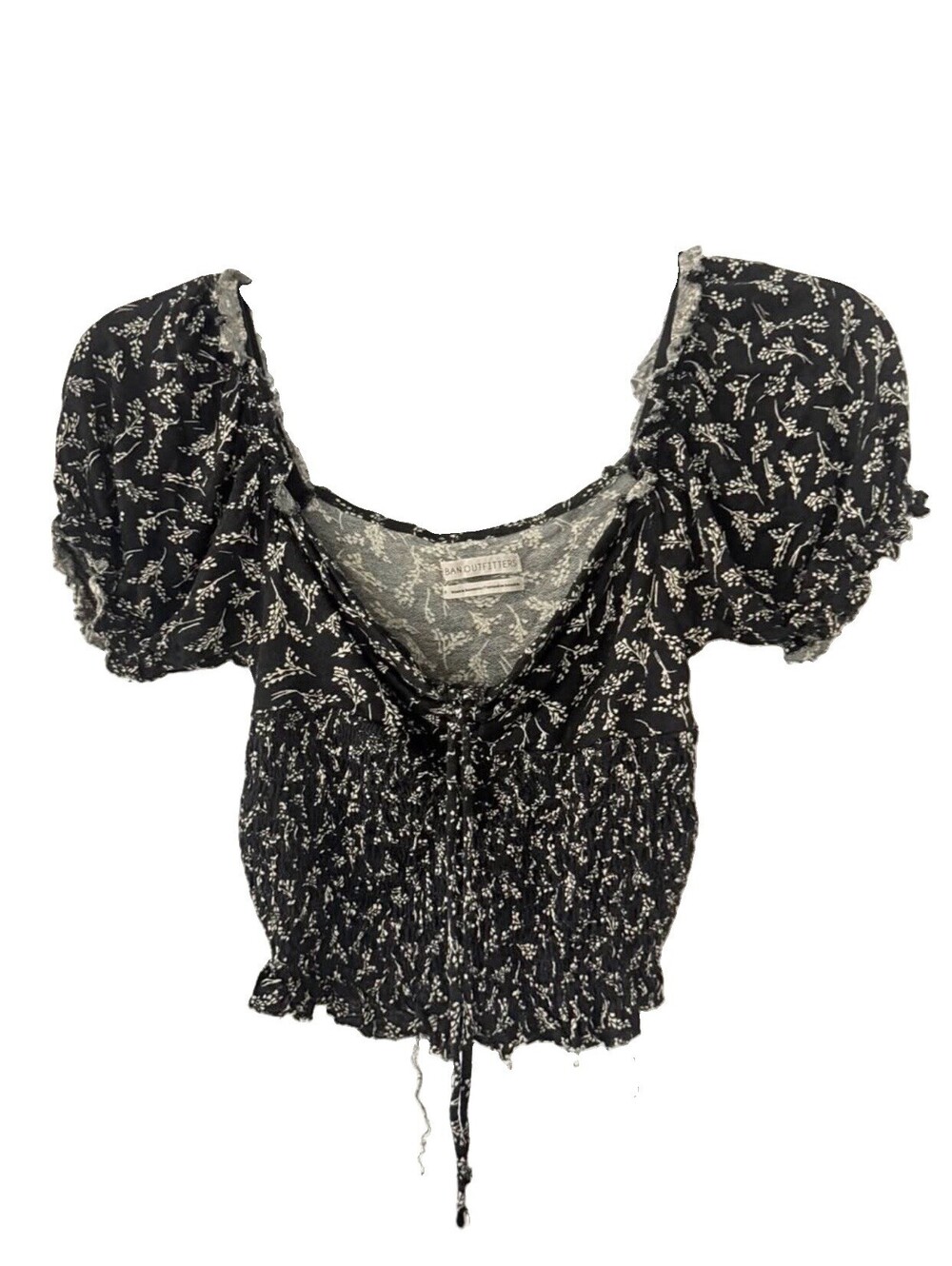 Crop Top | Women’s | Black Floral | Short Sleeve | Urban Outfitters | Size Small